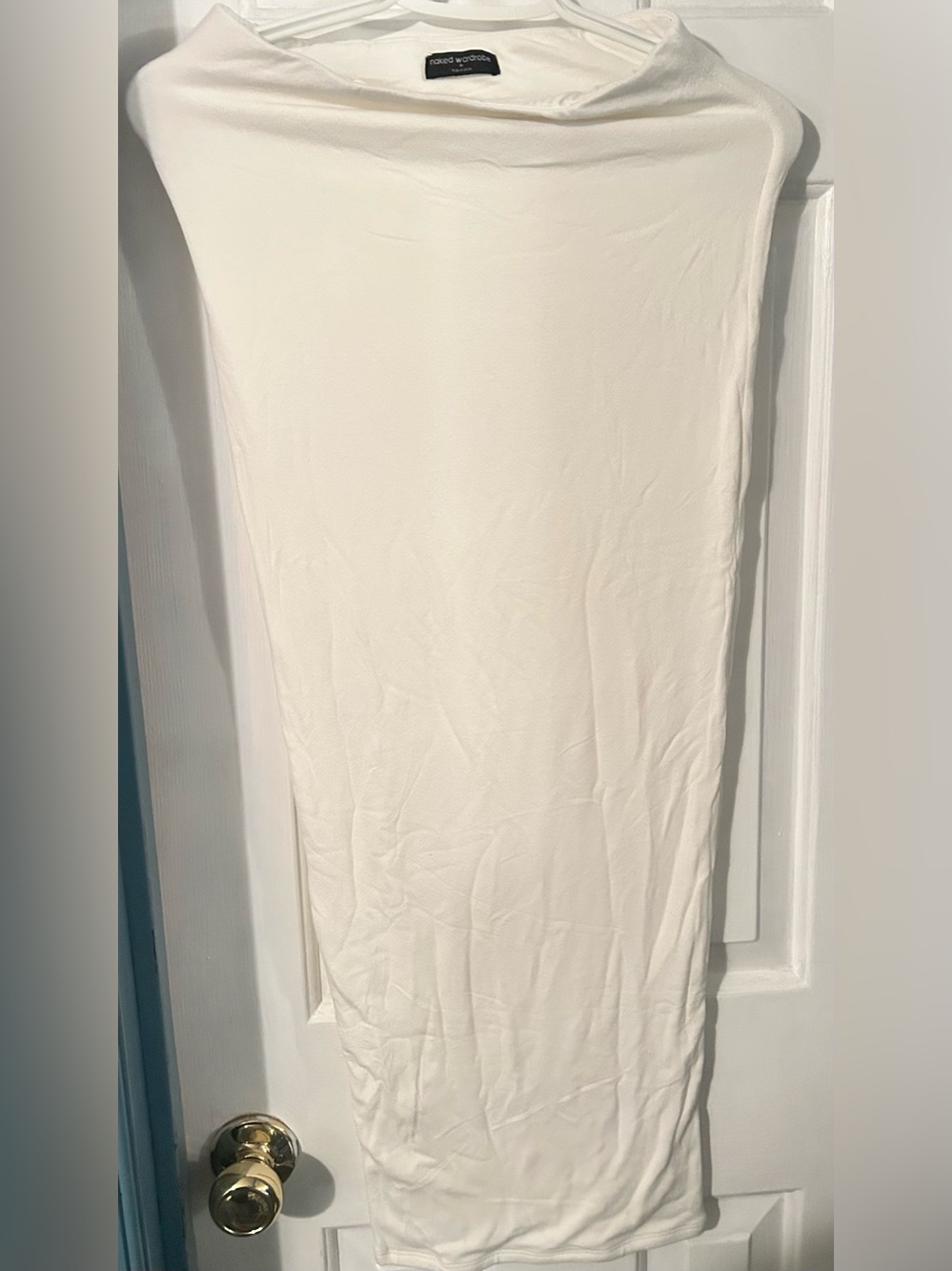 naked wardrobe Ivory Pencil Midi Skirt